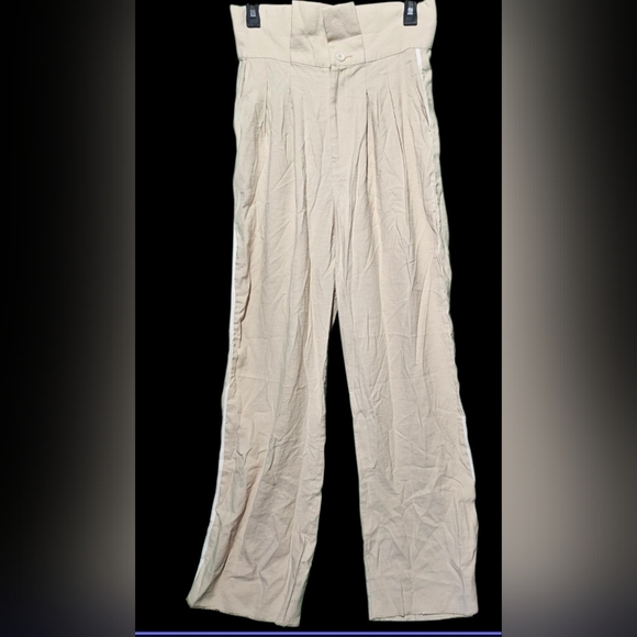 NONchalant Label Size Small Cream Wide Leg Pants NWOT Waist 28 Inseam 31 - Picture 3 of 5